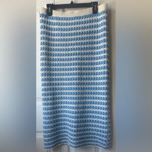Crochet Freshman Blue and White Pencil Skirt Size M